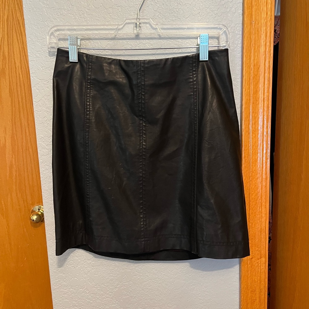 Free People Modern Femme Faux Leather Mini Skirt in Black